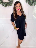 V-Neck Dress in Black STEAL