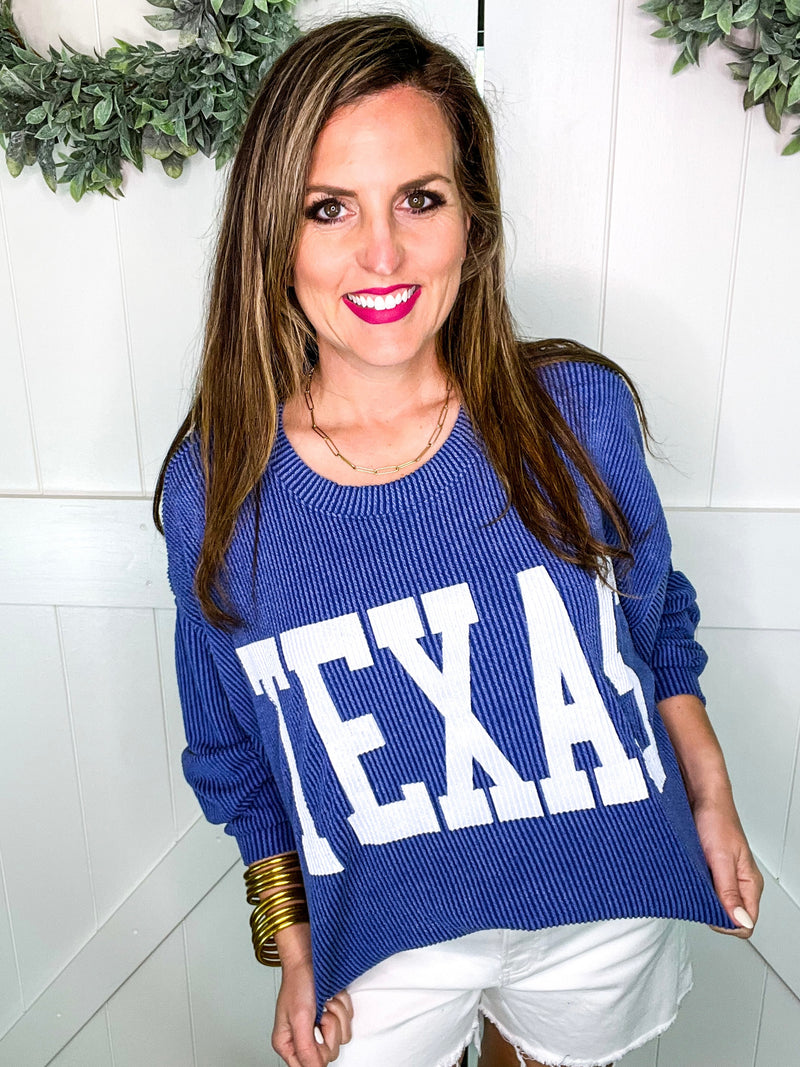 Corded Texas Pullover in Royal Blue