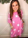 Star T-Shirt Dress in Pink