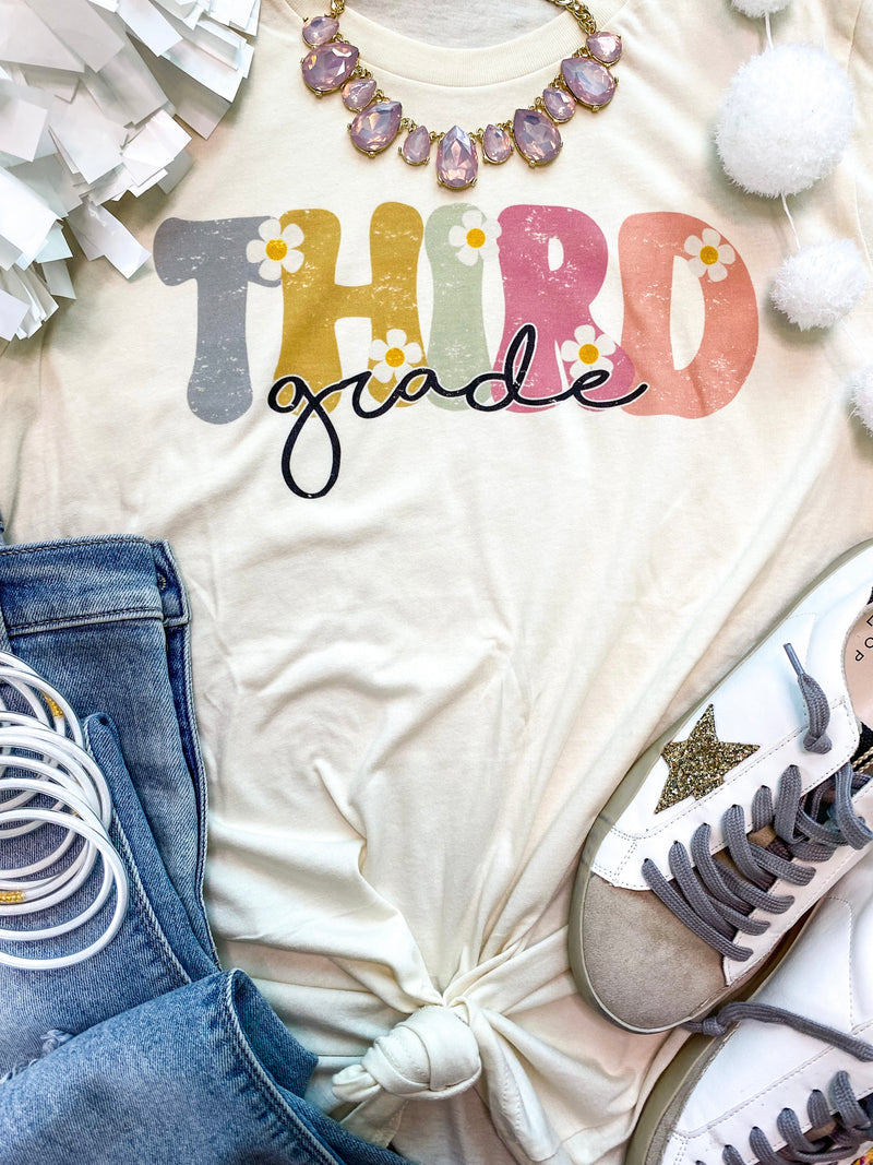 Third Gradde Boho Daisy Grade Level T-Shirt