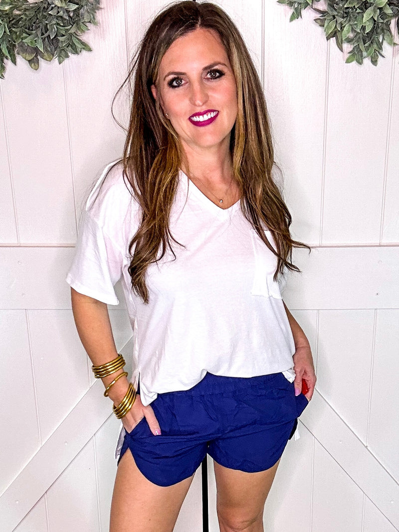 FRONT POCKET RAW EDGE BOYFRIEND TEE